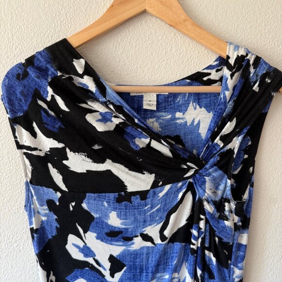 NWT Kenneth Cole Blue White Knotted Twist Sleeveless Top Size M - Picture 2 of 7